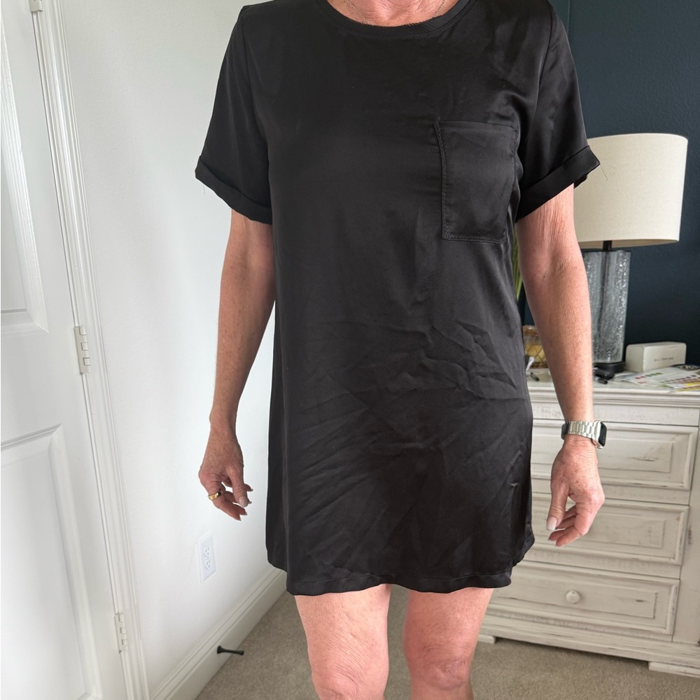 Zara black satin T-shirt dress